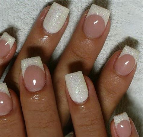 white tip nails with glitter|white nails with glitter accent.